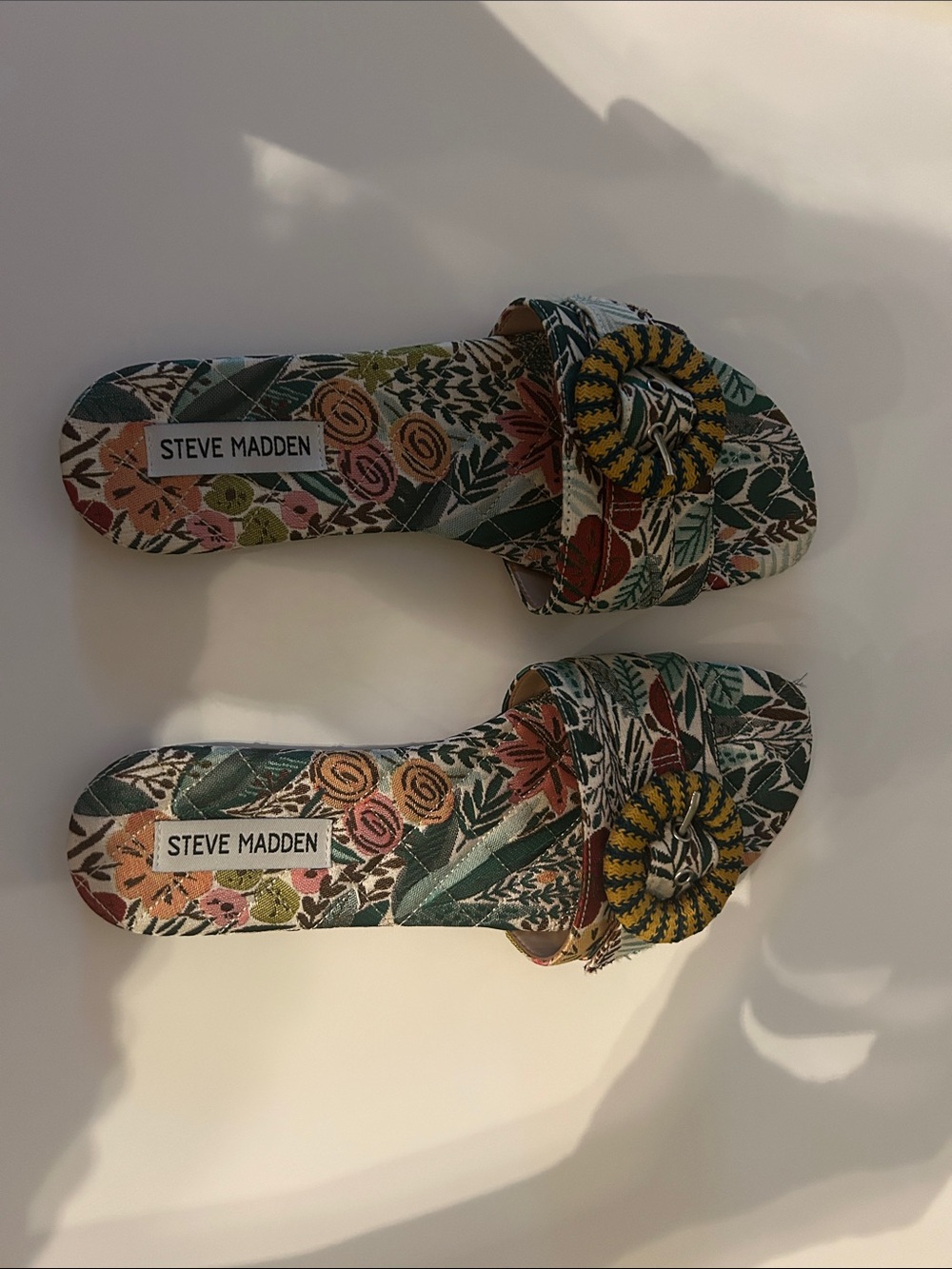 Steve Madden Multicolor Floral Braided-Accent Slide Sandals